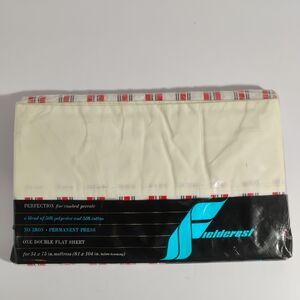 Vintage Fieldcrest Perfection Blue Double Flat Sheet No-Iron Percale NOS 81×104